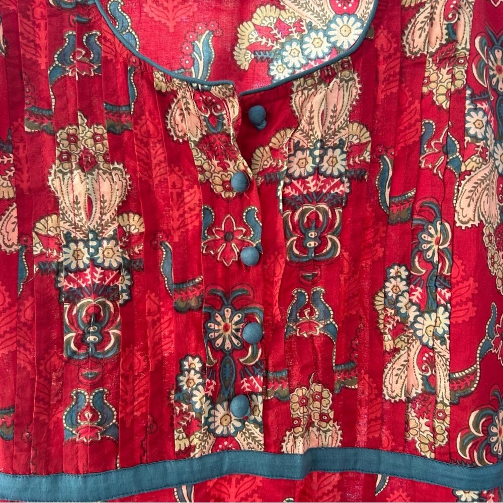 April Cornell Red and Green Floral  Dress - Picture 3 of 4